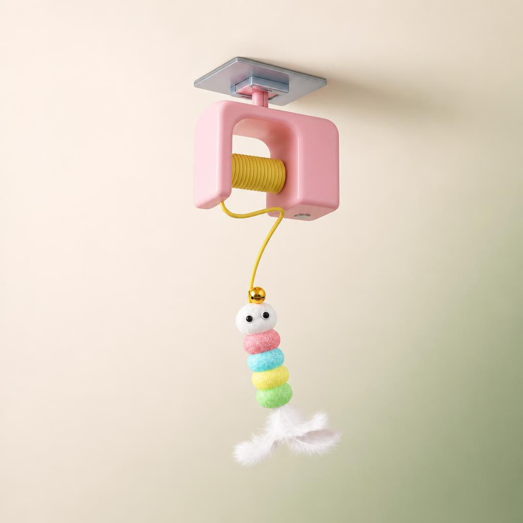 Retractable cat toy side view
