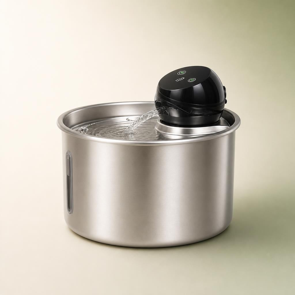 Cat water fountain side view