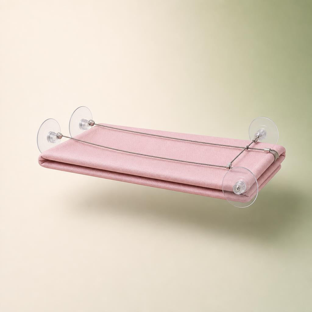 Cat window hammock mounted on glass