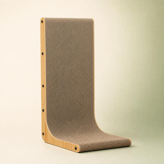 L-shaped cardboard cat scratcher