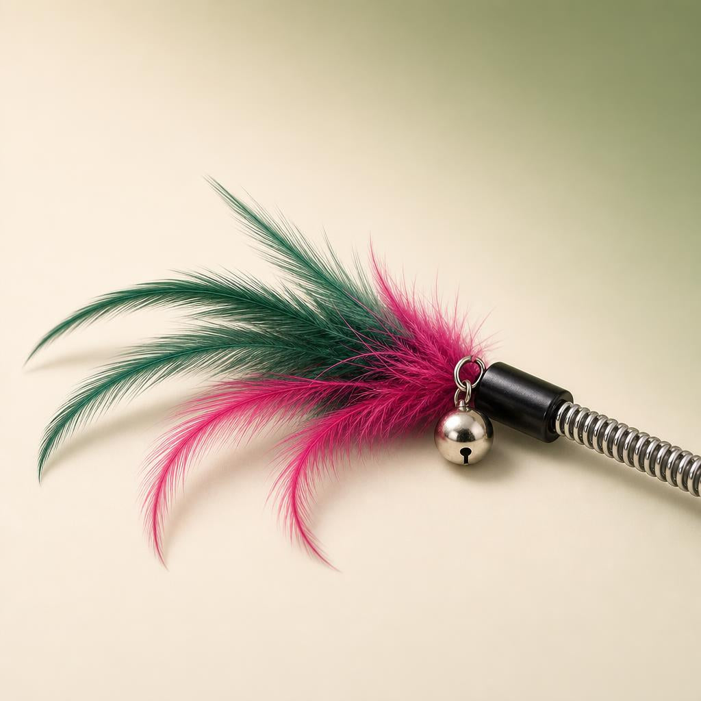 Cat teaser wand feather detail