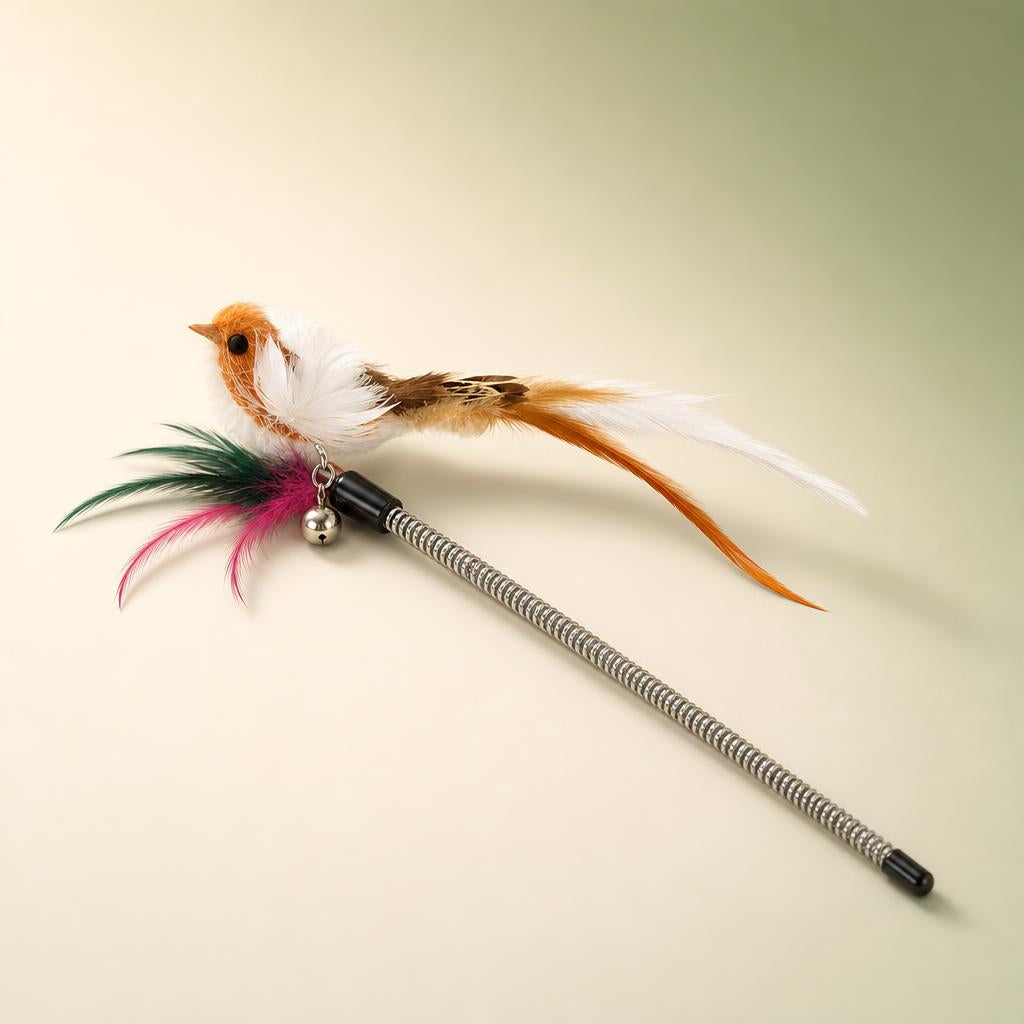 Bird feather cat teaser wand