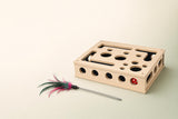 Interactive Cat Puzzle Box with feather teaser wand and bell ball